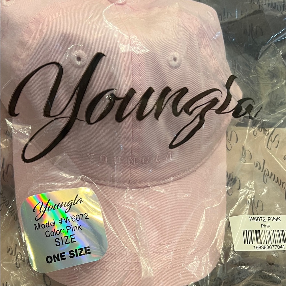 YoungLA Pastel Pink Script Logo Cap